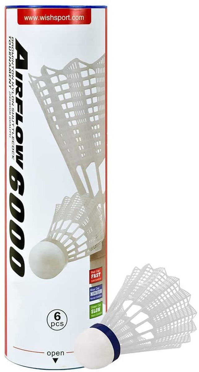 Airflow 6000 Badminton Tournament Shuttlecock (6pk): Tube with Birdie